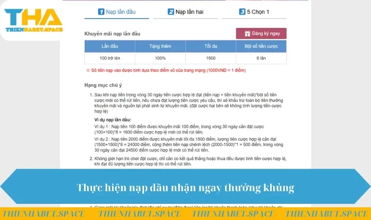 Thực hiện nạp đầu nhận ngay thưởng khủng